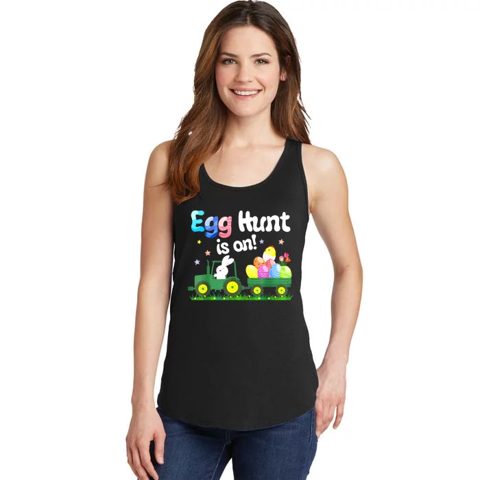 Egg Hunt Is On Tractor Funny Easter Bunny Ladies Essential Tank