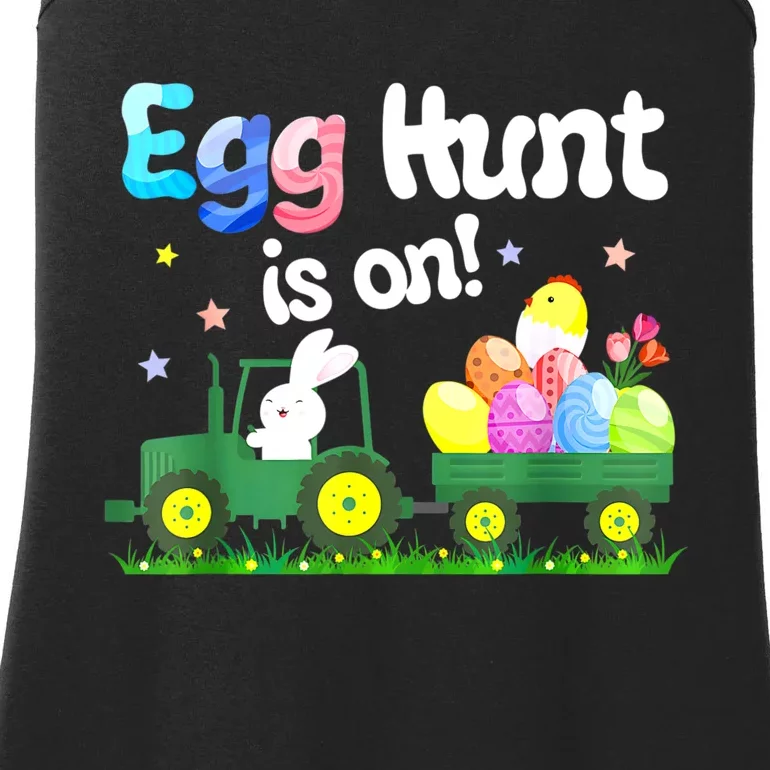 Egg Hunt Is On Tractor Funny Easter Bunny Ladies Essential Tank