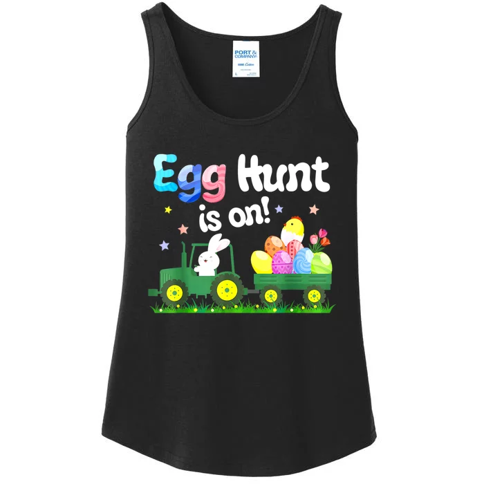 Egg Hunt Is On Tractor Funny Easter Bunny Ladies Essential Tank