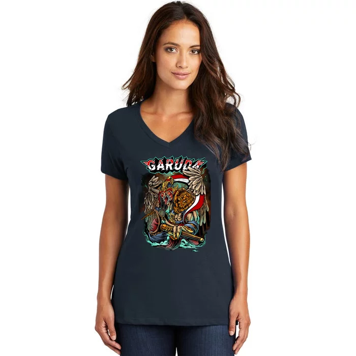 Eagle Holding Knife Women's V-Neck T-Shirt