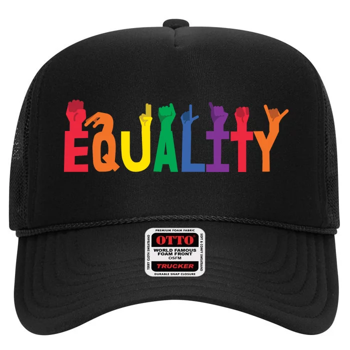 Equality Handsign Lgbtq Supporter High Crown Mesh Trucker Hat