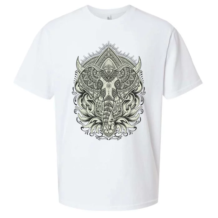 Elephant Head Mandala Sueded Cloud Jersey T-Shirt