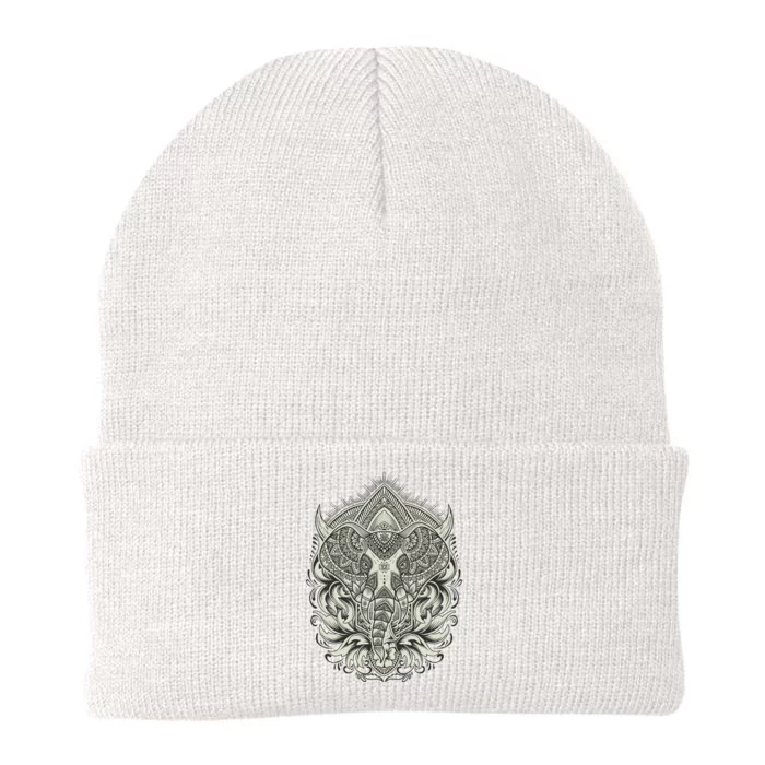 Elephant Head Mandala Knit Cap Winter Beanie