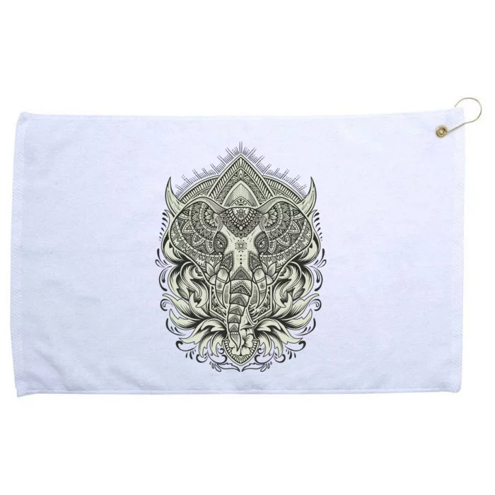 Elephant Head Mandala Grommeted Golf Towel