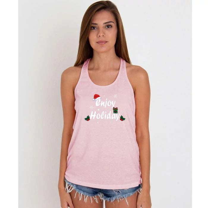 Enjoy Holiday | Merry Christmas Women's Knotted Racerback Tank