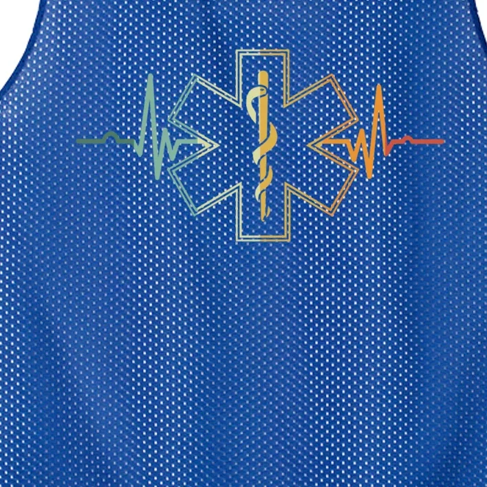 Emt Heartbeat Medical Worker First Responder Health Worker Gift Mesh Reversible Basketball Jersey Tank