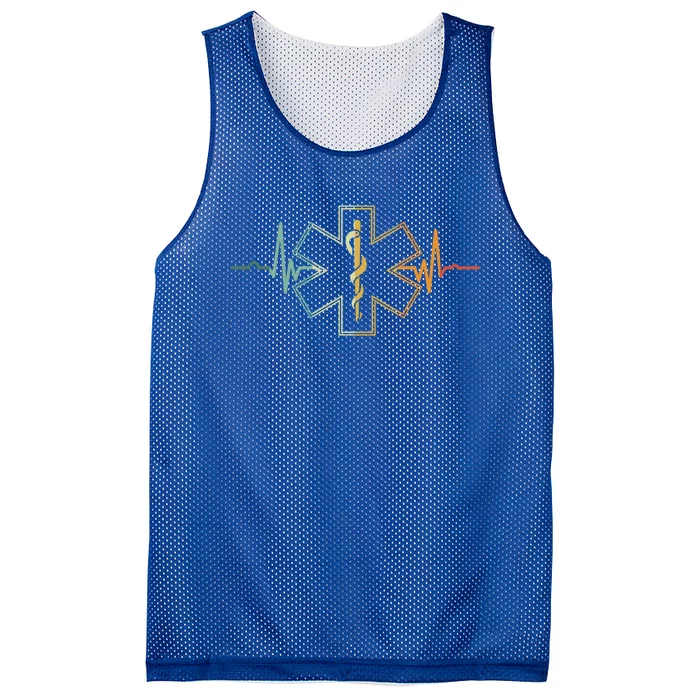 Emt Heartbeat Medical Worker First Responder Health Worker Gift Mesh Reversible Basketball Jersey Tank