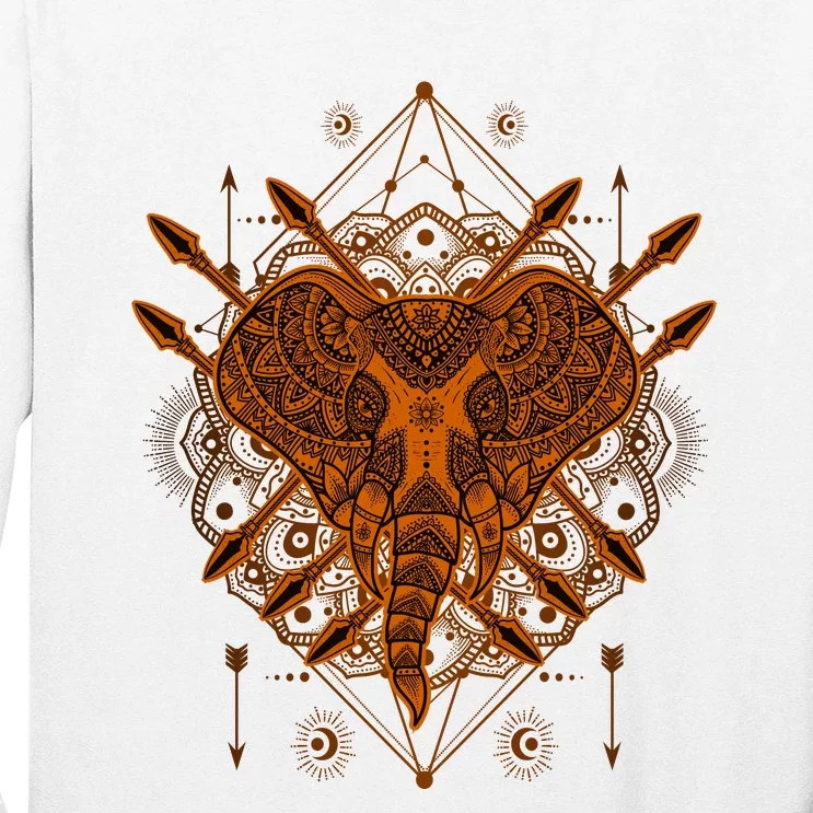 Elephant Head Mandala Long Sleeve Shirt