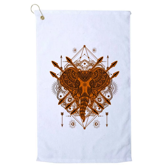 Elephant Head Mandala Platinum Collection Golf Towel