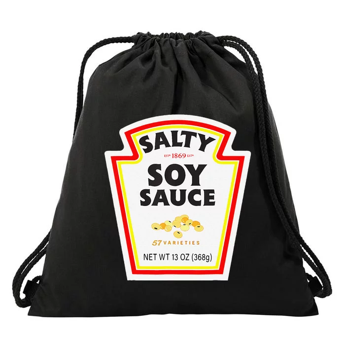 Easy Halloween Matching Costume Salty Soy Sauce Bottle Label Drawstring Bag