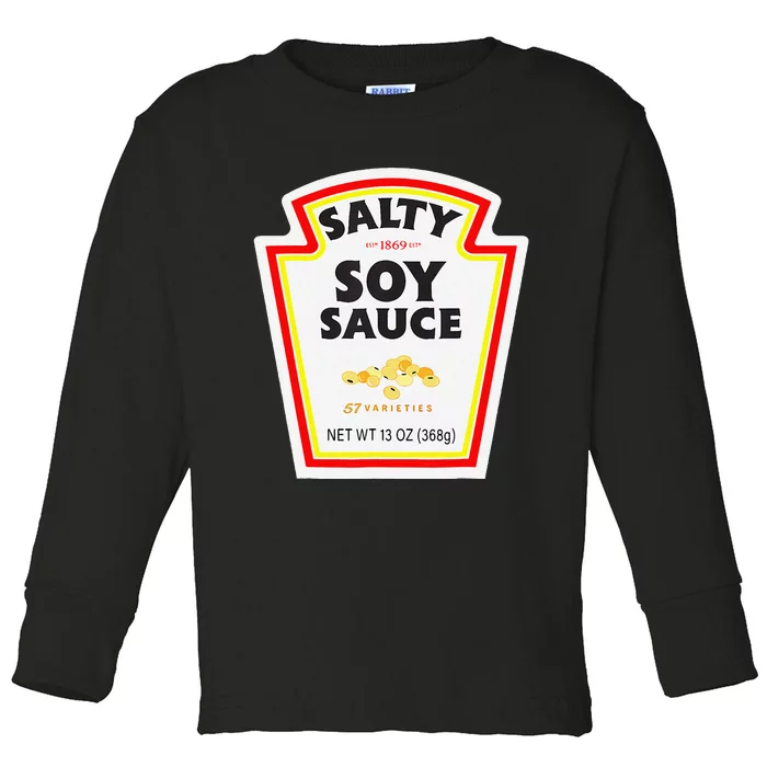 Easy Halloween Matching Costume Salty Soy Sauce Bottle Label Toddler Long Sleeve Shirt