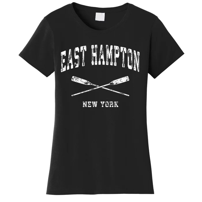 East Hampton New York Vintage Nautical Crossed Oars Women's T-Shirt