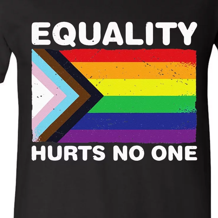 Equality Hurts No One Inclusive Progress Pride Flag V-Neck T-Shirt