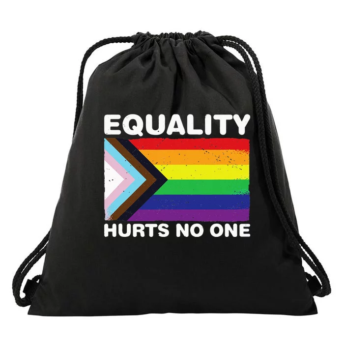 Equality Hurts No One Inclusive Progress Pride Flag Drawstring Bag