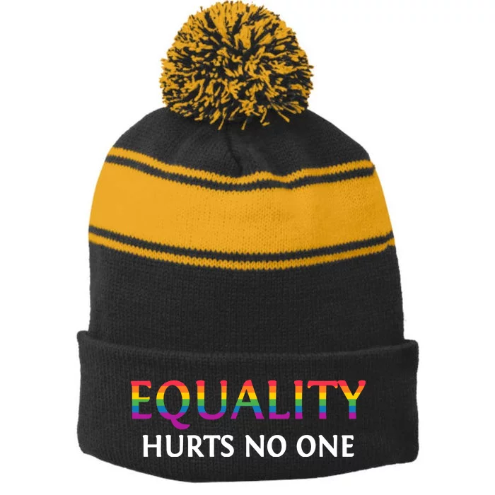 Equality Hurts No One Pride LGBT T Stripe Pom Pom Beanie