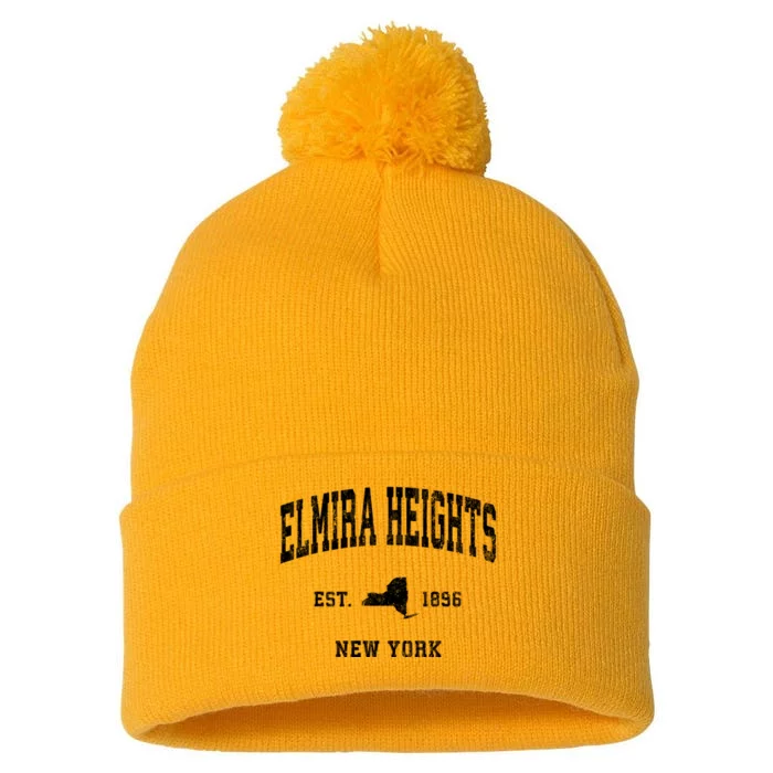 Elmira Heights New York Ny Vintage Athletic Pom Pom 12in Knit Beanie