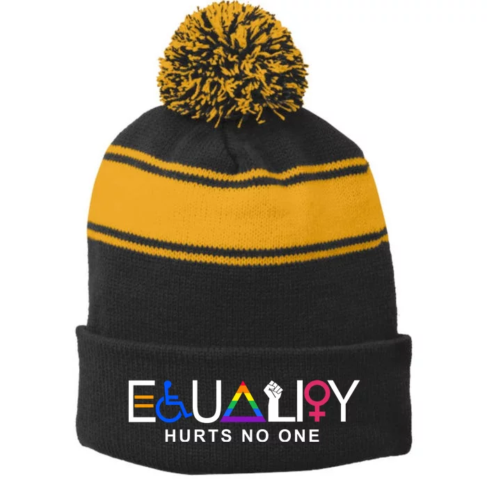 Equality Hurts No One LGBT Feminism BLM Stripe Pom Pom Beanie