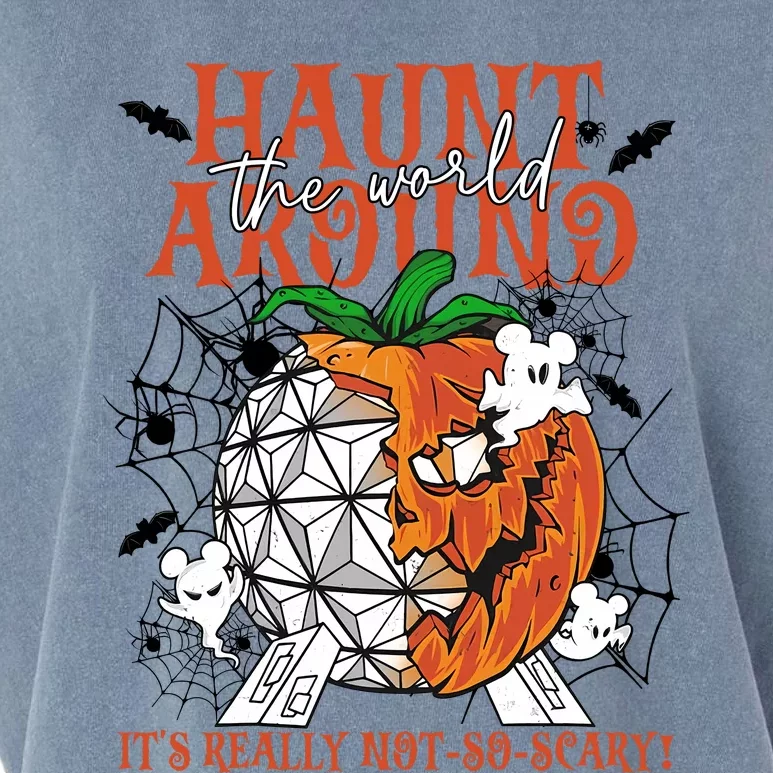 Epcot Halloween Pumpkin Haunt Around The World It’S Really Not Scary Bo Garment-Dyed Women's Muscle Tee