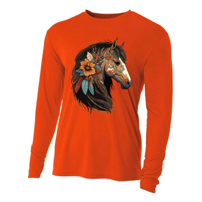 Equestrian Horse Portrait Western CowGirl Horseback Riding Cooling Performance Long Sleeve Crew