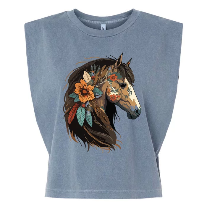 Equestrian Horse Portrait Western CowGirl Horseback Riding Garment-Dyed Women's Muscle Tee