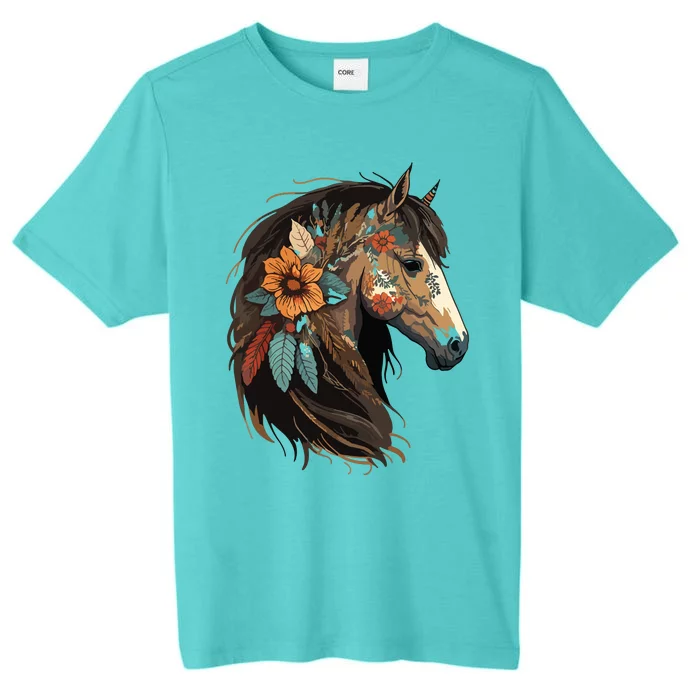 Equestrian Horse Portrait Western CowGirl Horseback Riding ChromaSoft Performance T-Shirt