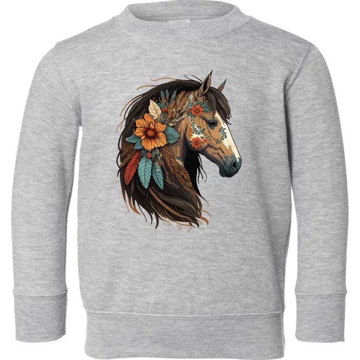 Equestrian Horse Portrait Western Cow Horseback Riding Toddler Sweatshirt