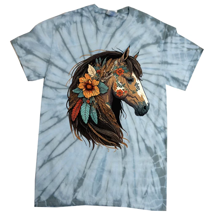 Equestrian Horse Portrait Western CowGirl Horseback Riding Tie-Dye T-Shirt