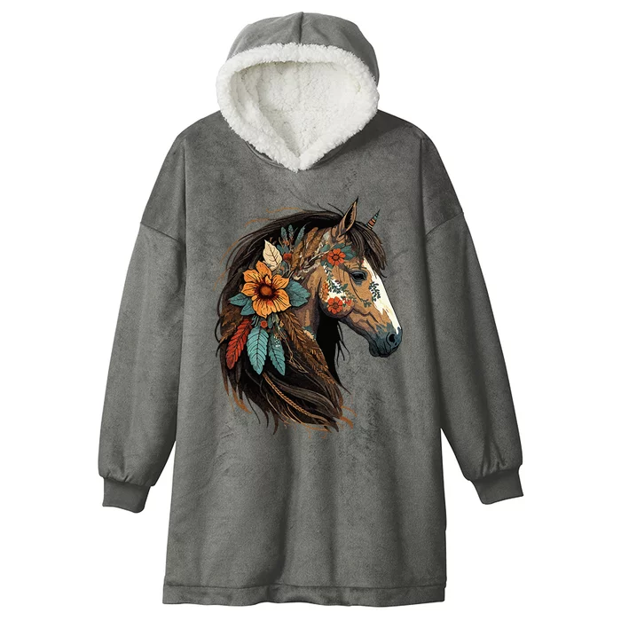 Equestrian Horse Portrait Western CowGirl Horseback Riding Hooded Wearable Blanket