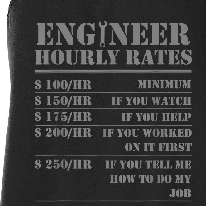 Engineer Hourly Rate Funny Engineering Mechanical Civil Gift Women's Racerback Tank