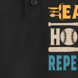 Eat Hoop Repeat Funny Baseball Dry Zone Grid Performance Polo