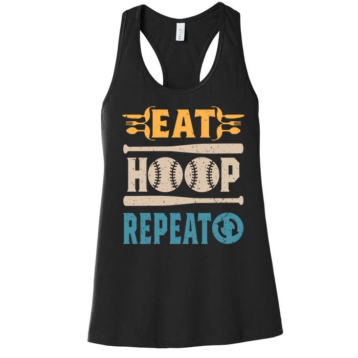 Eat Hoop Repeat Funny Baseball Women's Racerback Tank