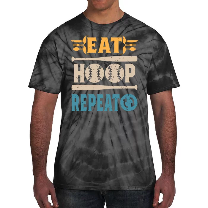 Eat Hoop Repeat Funny Baseball Tie-Dye T-Shirt