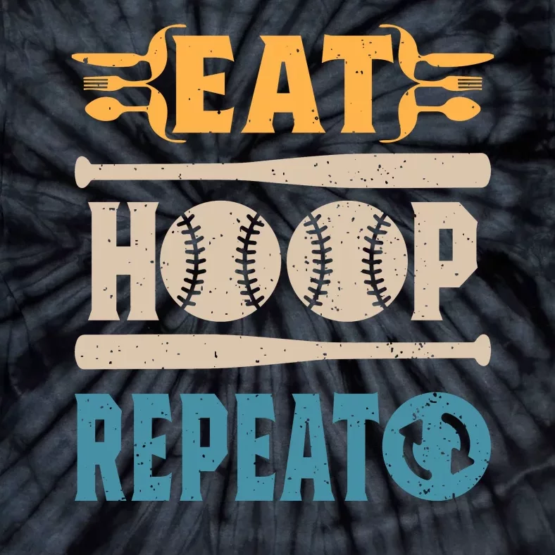 Eat Hoop Repeat Funny Baseball Tie-Dye T-Shirt