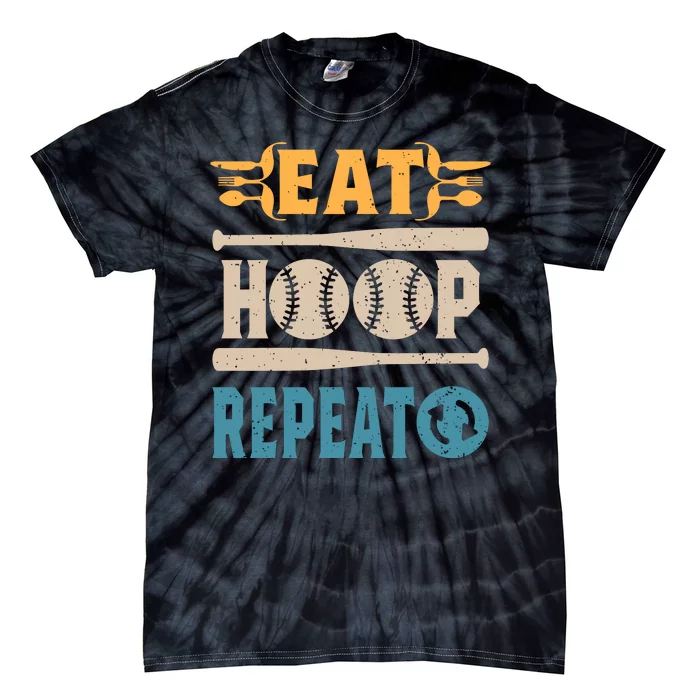 Eat Hoop Repeat Funny Baseball Tie-Dye T-Shirt