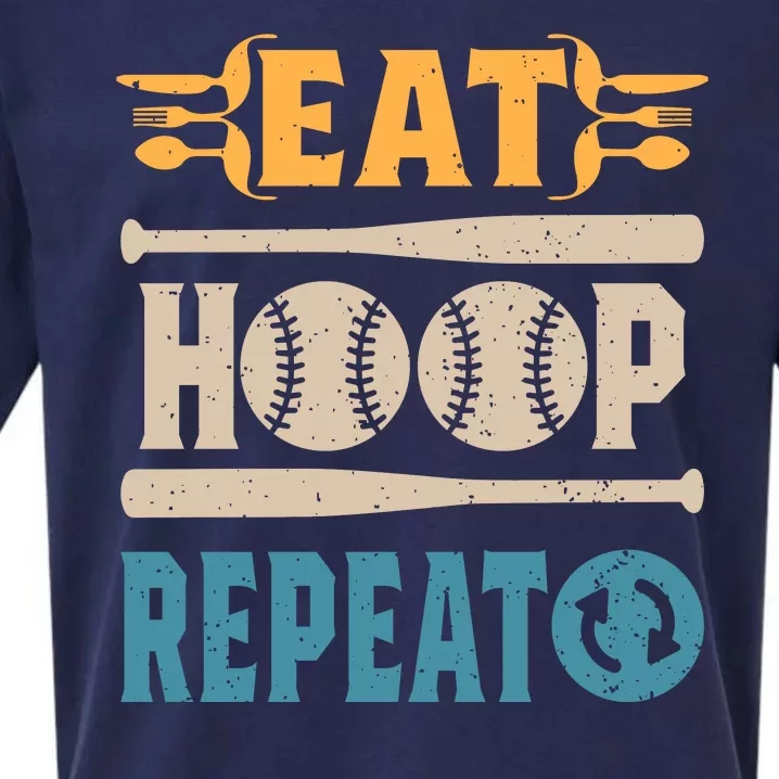 Eat Hoop Repeat Funny Baseball Sueded Cloud Jersey T-Shirt