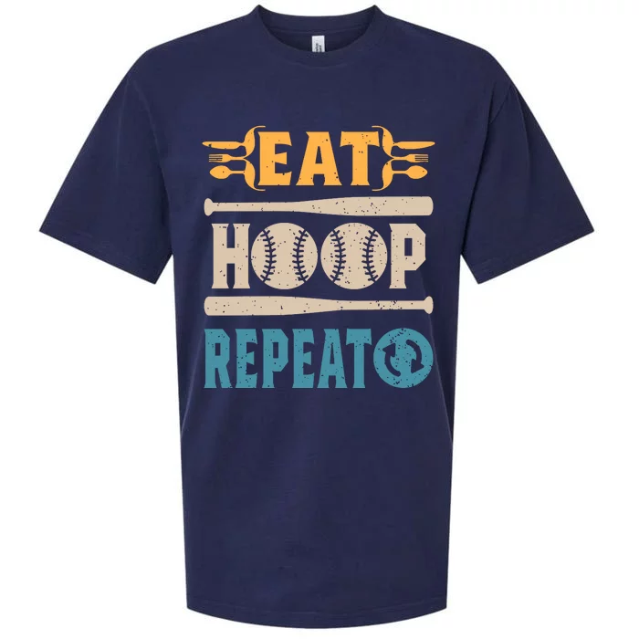 Eat Hoop Repeat Funny Baseball Sueded Cloud Jersey T-Shirt