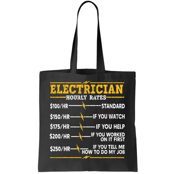 Electrician Hourly Rates Tote Bag