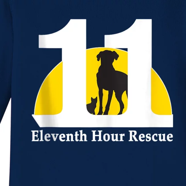 Eleventh Hour Rescue Logo In White Baby Long Sleeve Bodysuit