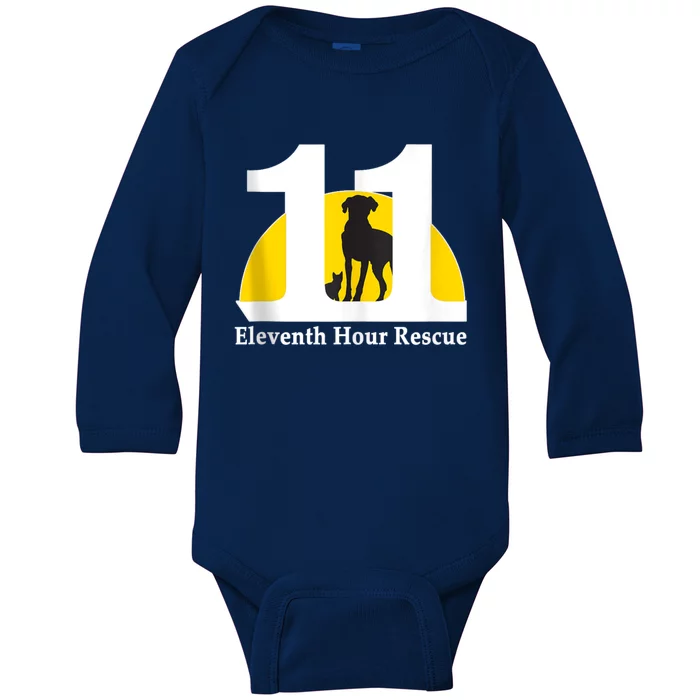 Eleventh Hour Rescue Logo In White Baby Long Sleeve Bodysuit