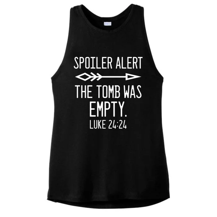 Easter He's Risen Spoiler Alert The Tomb Is Empty Christian Gift Ladies Tri-Blend Wicking Tank