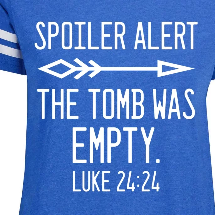 Easter He's Risen Spoiler Alert The Tomb Is Empty Christian Gift Enza Ladies Jersey Football T-Shirt