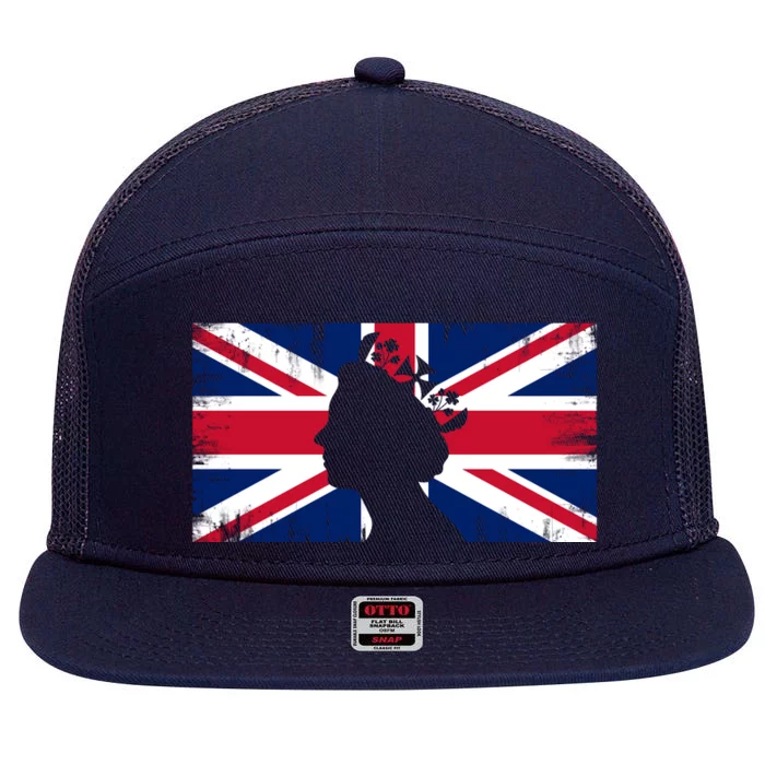 Elizabeth Her Royal Highness Queen Of England Flag 7 Panel Mesh Trucker Snapback Hat