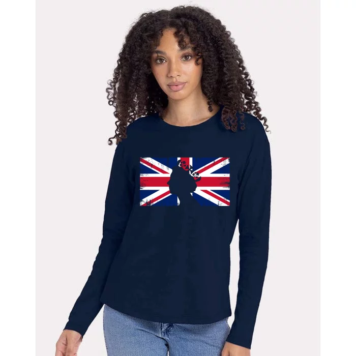 Elizabeth Her Royal Highness Queen Of England Flag Womens Cotton Relaxed Long Sleeve T-Shirt