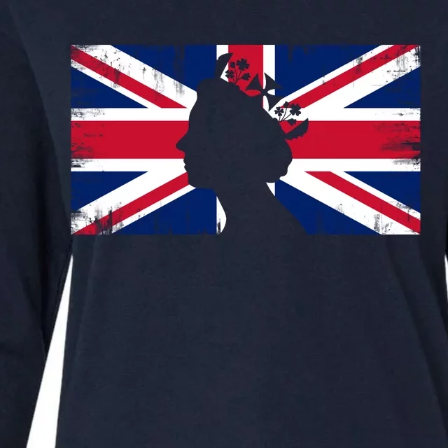 Elizabeth Her Royal Highness Queen Of England Flag Womens Cotton Relaxed Long Sleeve T-Shirt