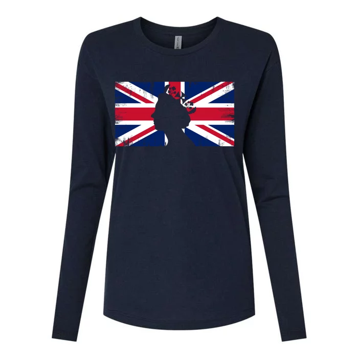 Elizabeth Her Royal Highness Queen Of England Flag Womens Cotton Relaxed Long Sleeve T-Shirt