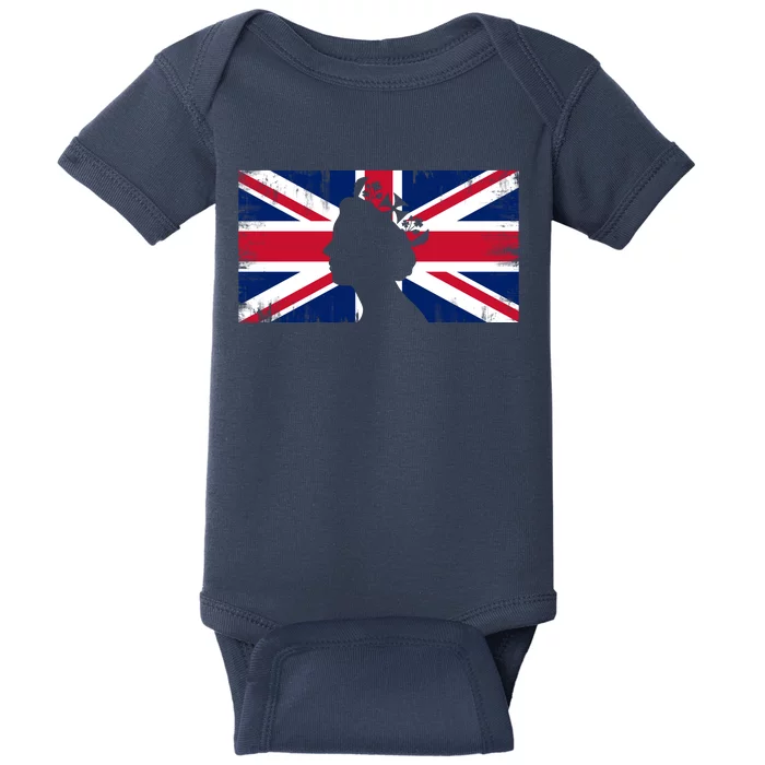 Elizabeth Her Royal Highness Queen Of England Flag Baby Bodysuit