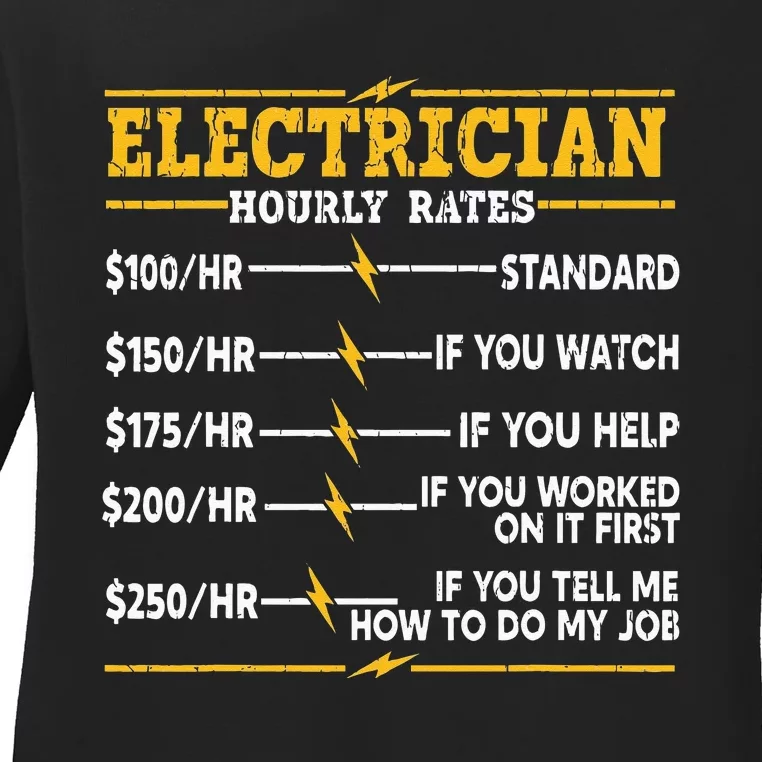 Electrician Hourly Rates Ladies Long Sleeve Shirt