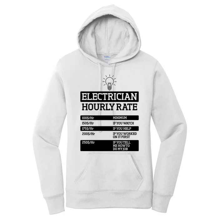 Electrician Hourly Rate Funny Electrical Engineer Women's Pullover Hoodie