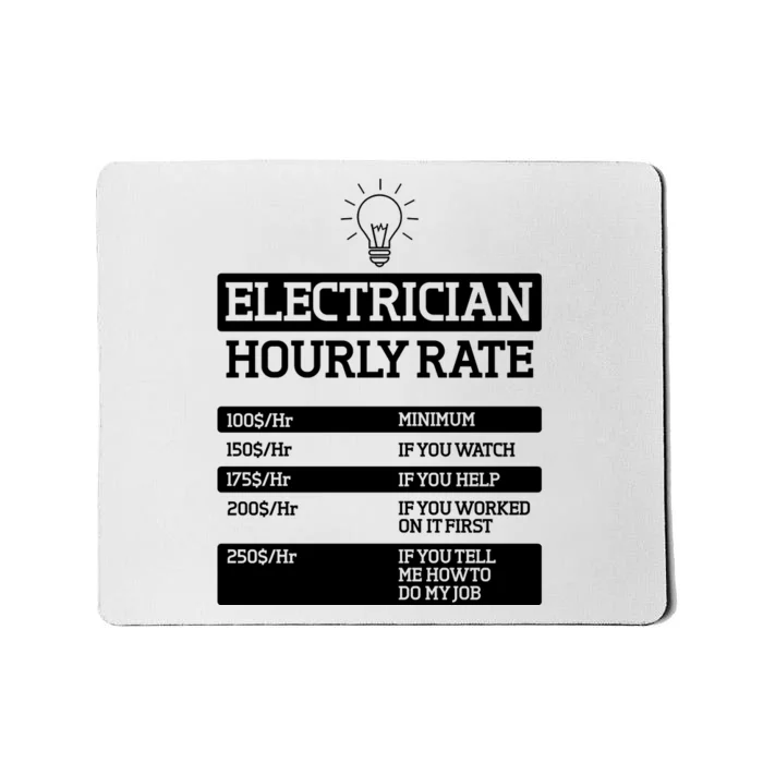 Electrician Hourly Rate Funny Electrical Engineer Mousepad