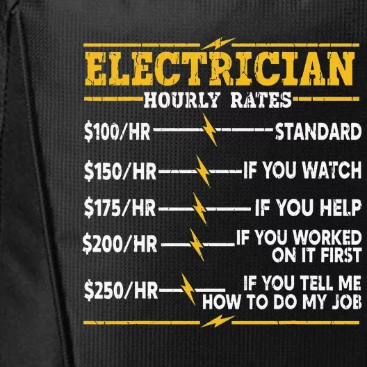 Electrician Hourly Rates City Backpack